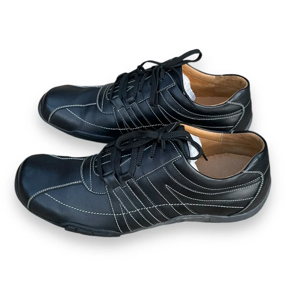 Florsheim Mens Black Leather Low Top Casual Toronto Oxford Sneakers Size 9W
